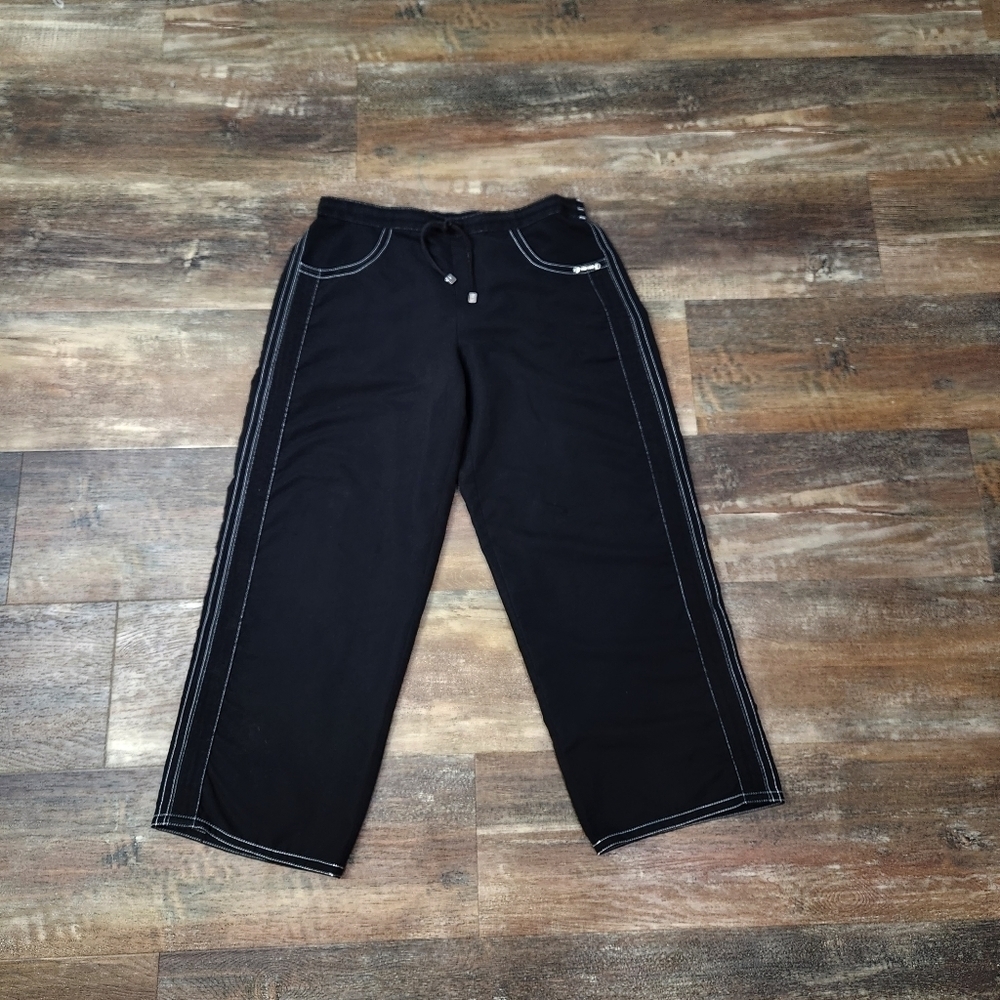 ANNE COLE COLLECTION Black With White Stitching Crop Pant Size Small